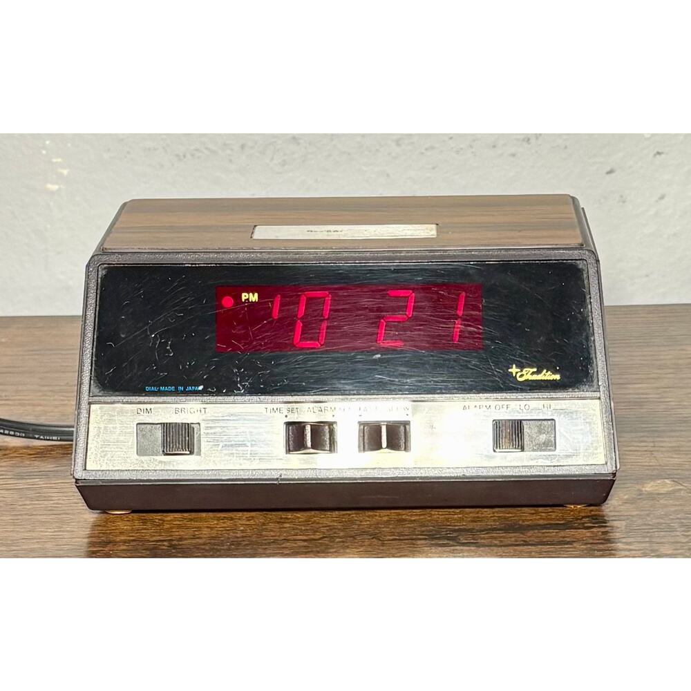 Vintage 1980s Sears Roebuck Woodgrain Digital Clock- Tested